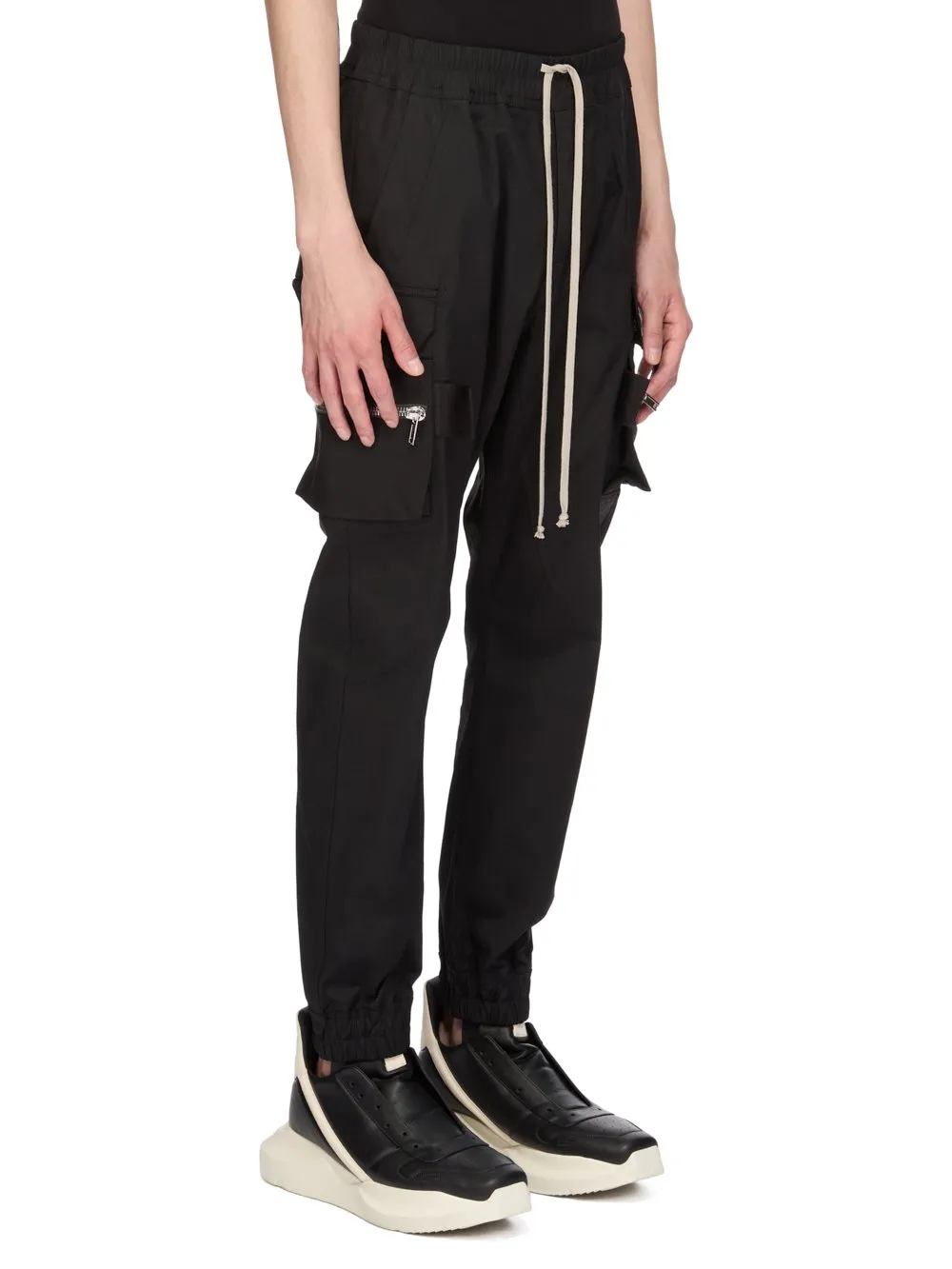 Rick Owens Temple Mastodon Cargo In Black Heavy Poplin