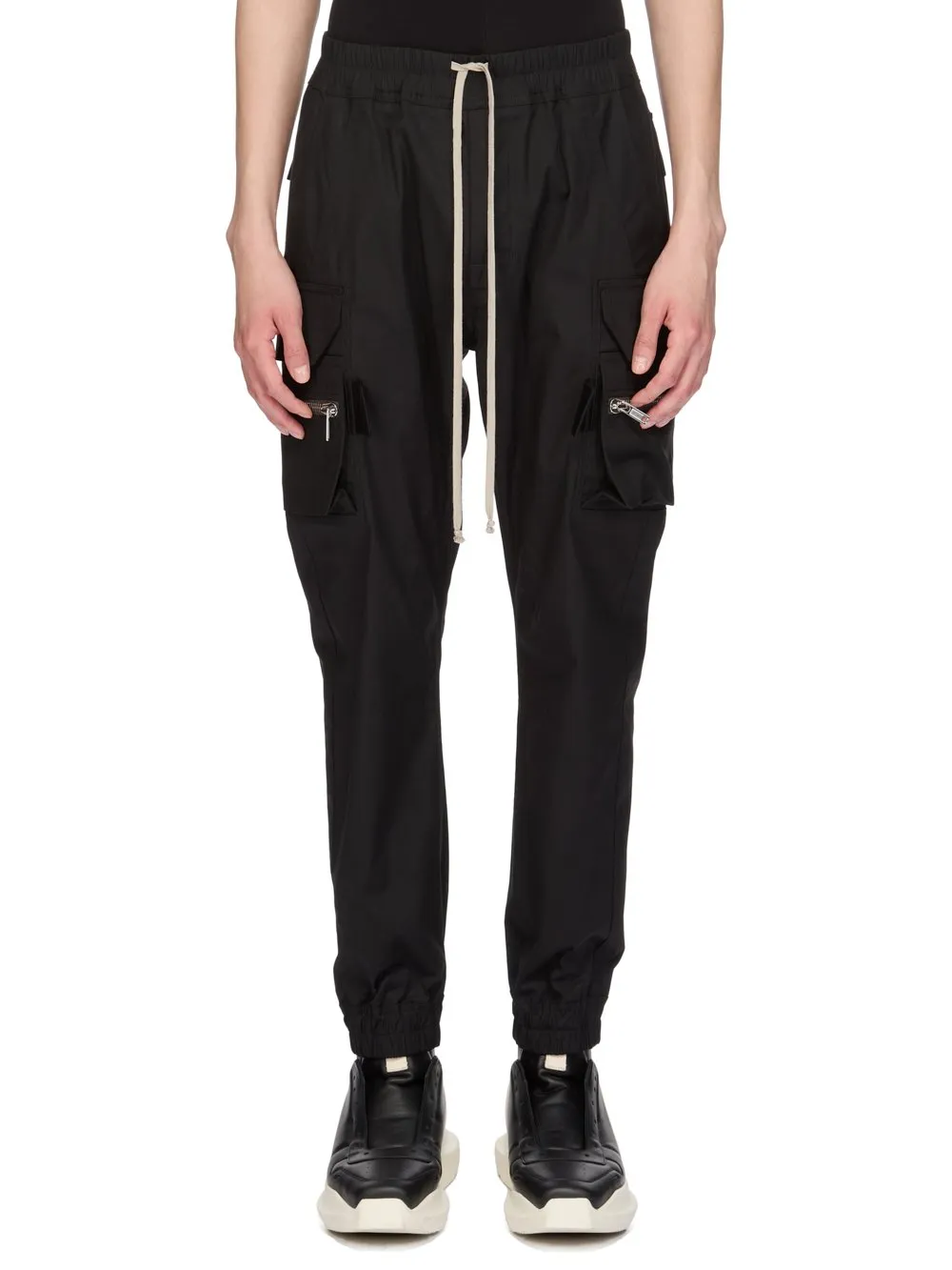 Rick Owens Temple Mastodon Cargo In Black Heavy Poplin