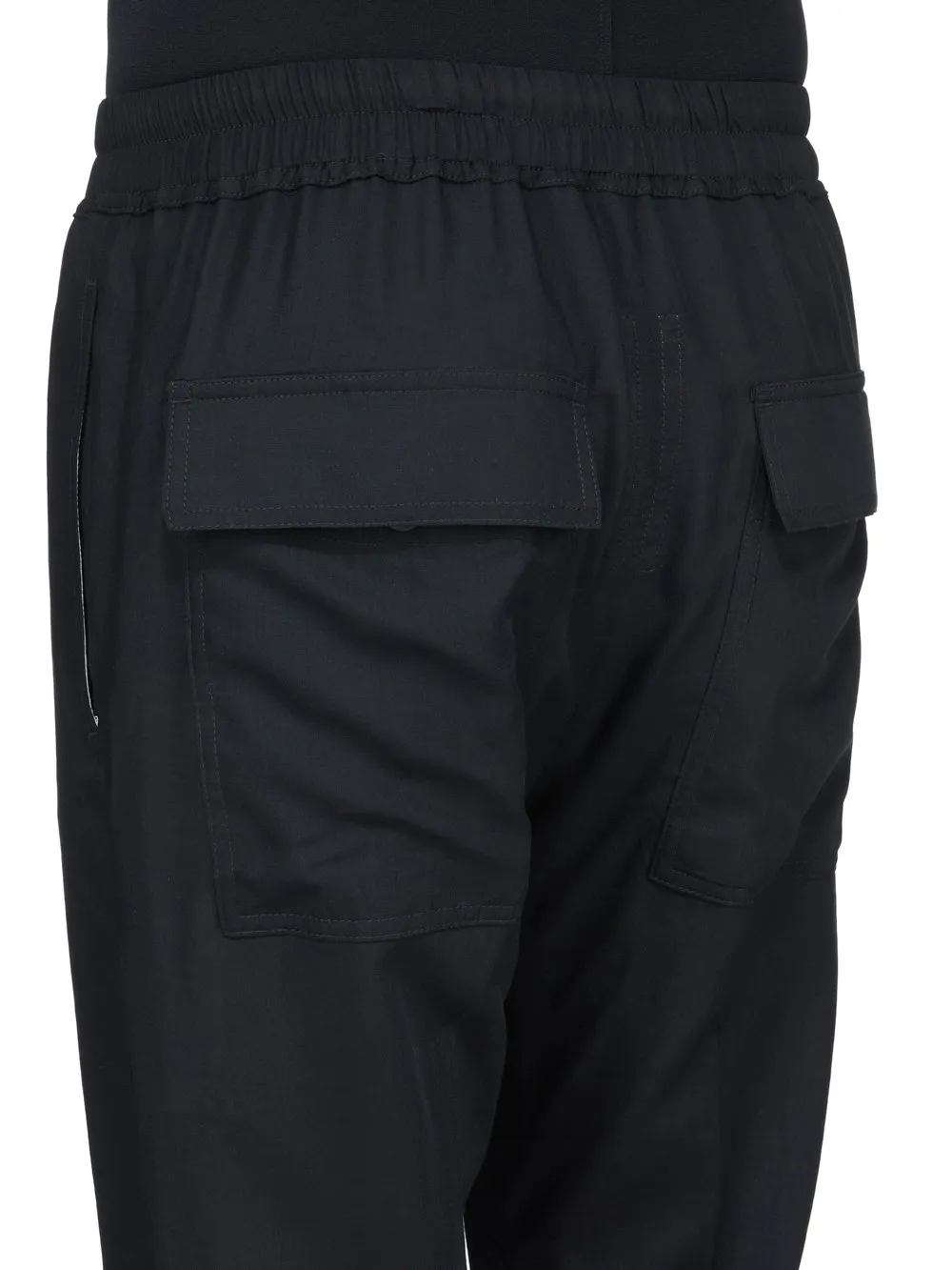 Rick Owens Temple Drawstring Slim Long In Black Wool Gauze