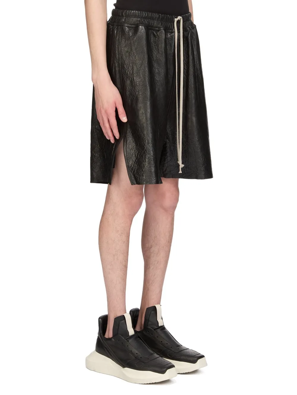 Rick Owens Temple Boxers In Black Tumbled Lamb
