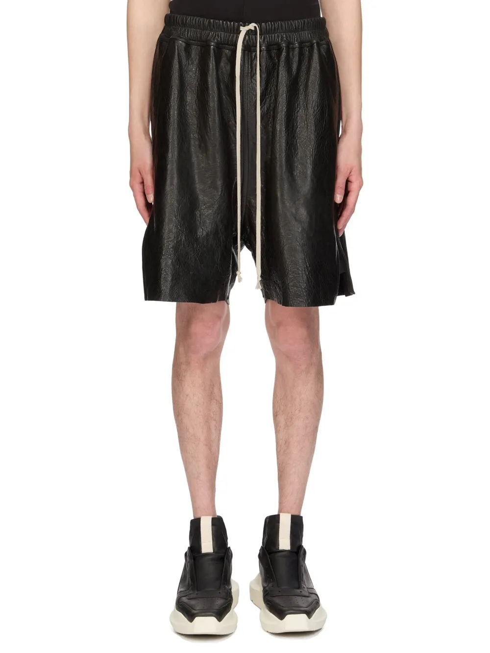 Rick Owens Temple Boxers In Black Tumbled Lamb
