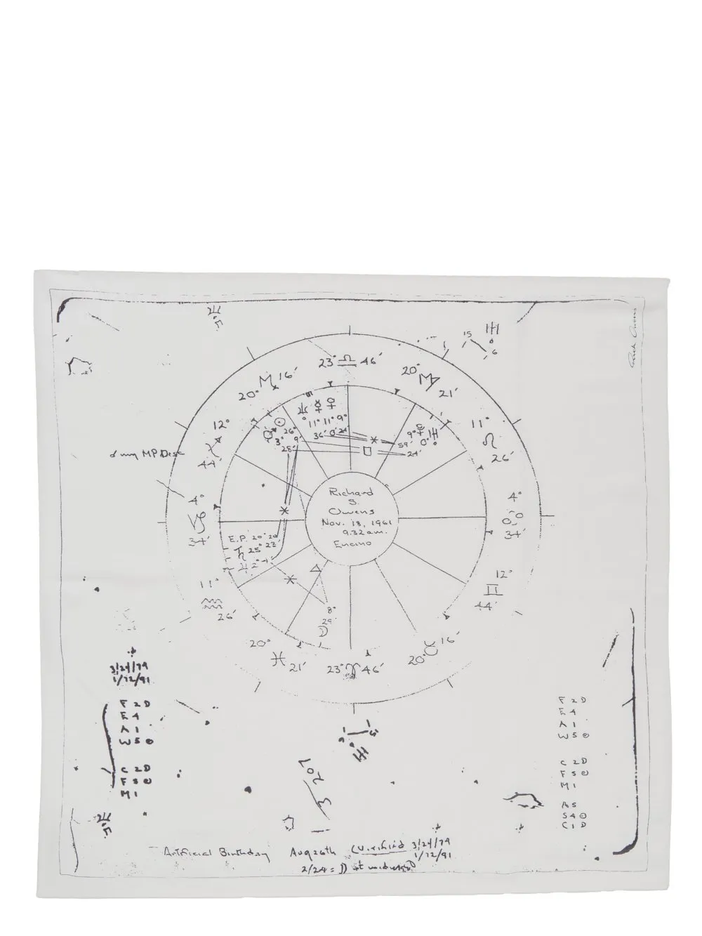 Rick Owens Temple Printed Astro 70X70 Scarf In Milk/Black Scarf