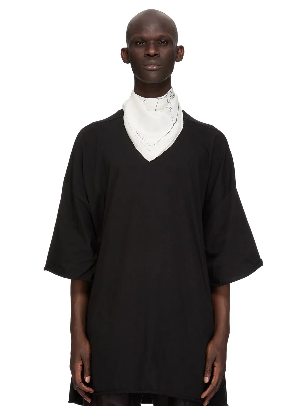 Rick Owens Temple Printed Astro 70X70 Scarf In Milk/Black Scarf