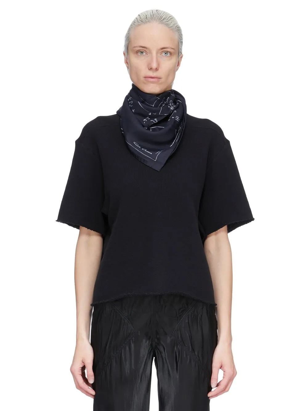 Rick Owens Temple Printed Astro 70X70 Scarf In Black/Milk Scarf