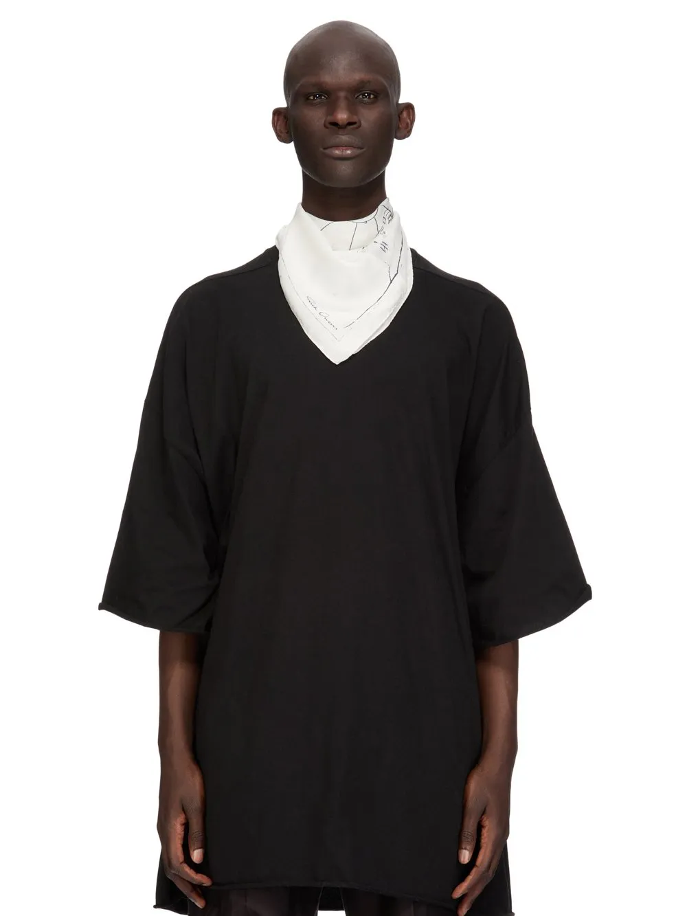 Rick Owens Temple Printed Temple 70X70 Scarf In Milk/Black Scarf