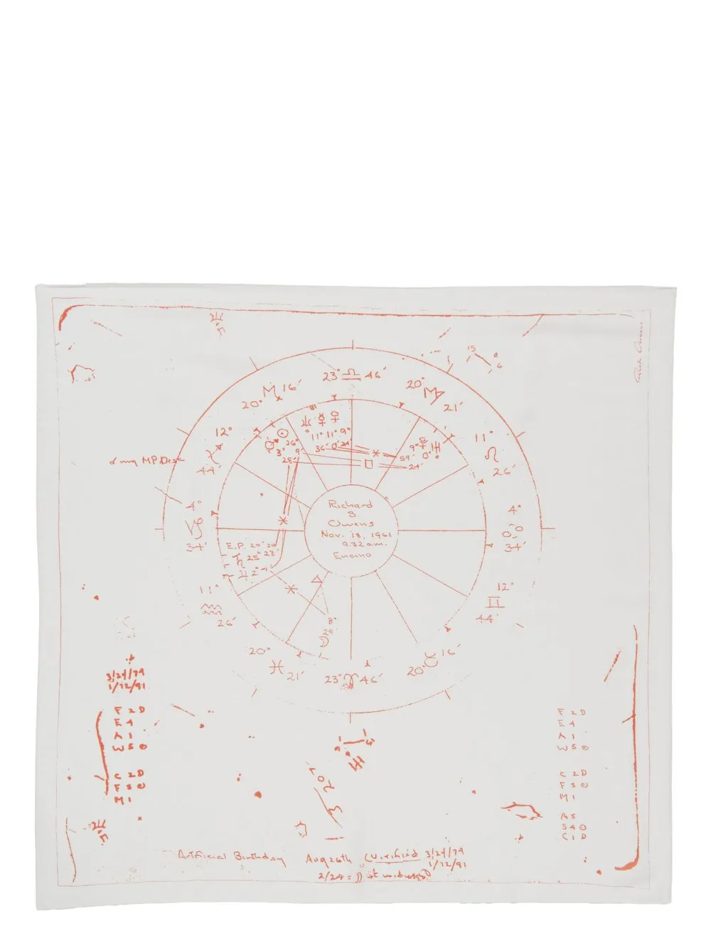 Rick Owens Temple Pino Astro 70X70 Scarf In Milk/Orange Scarf