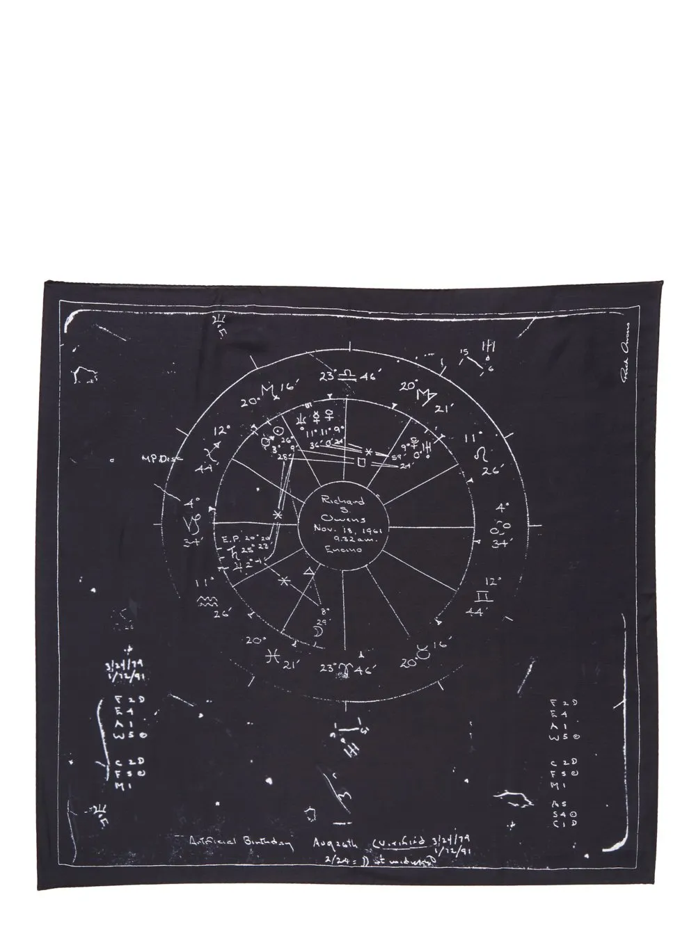 Rick Owens Temple Pino Astro 70X70 Scarf In Black/Milk Scarf