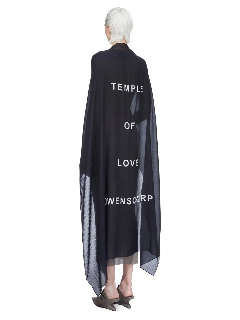 Rick Owens Temple Printed Cot Temple 140X140 Scarf In Black/Milk Scarf