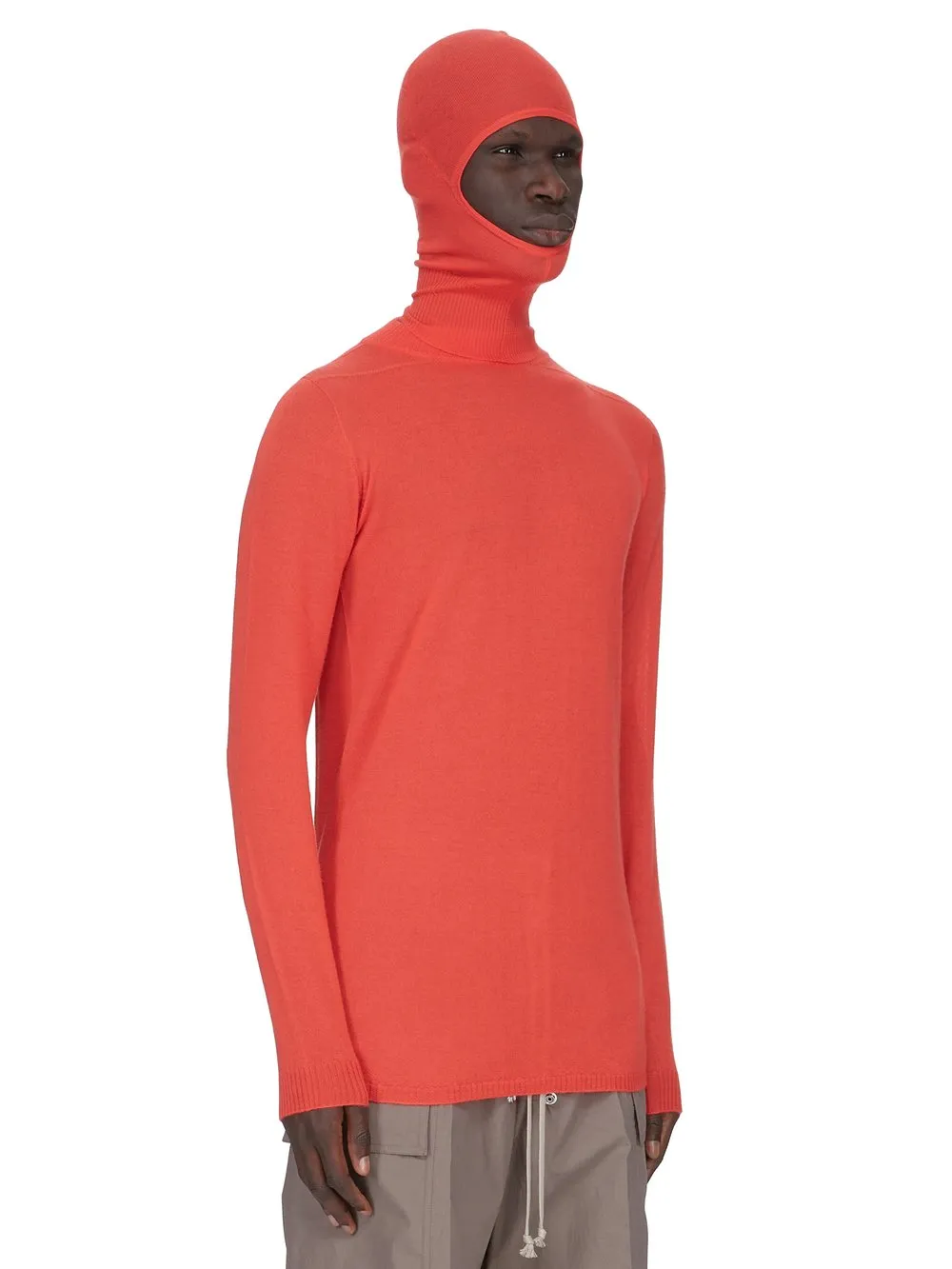 Rick Owens Temple Skull In Coral Lightweight Cashmere Knit