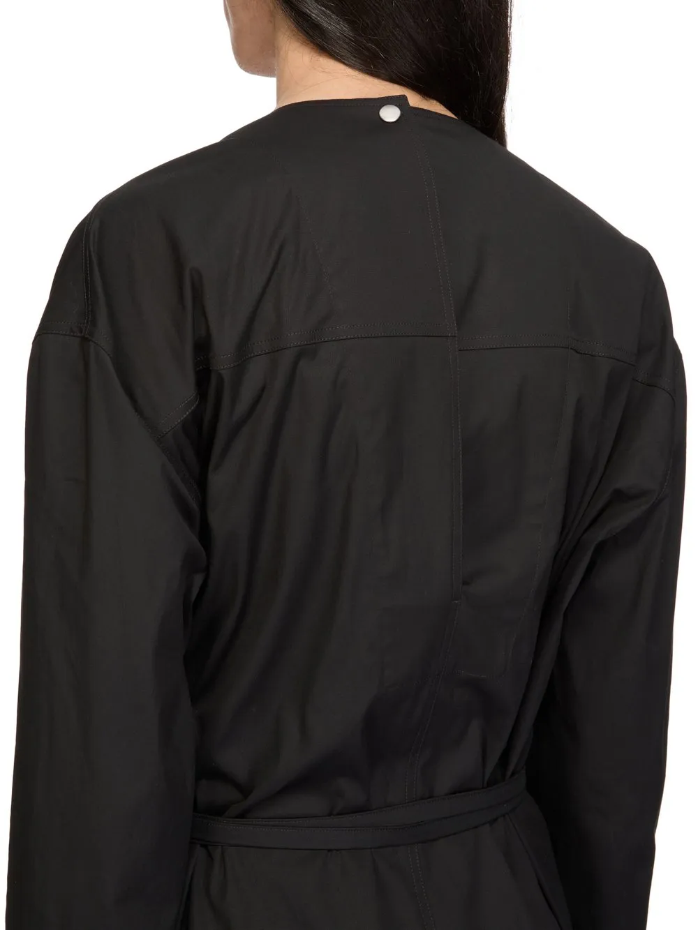 Rick Owens Temple Ls Long Jumpsuit In Black Heavy Poplin