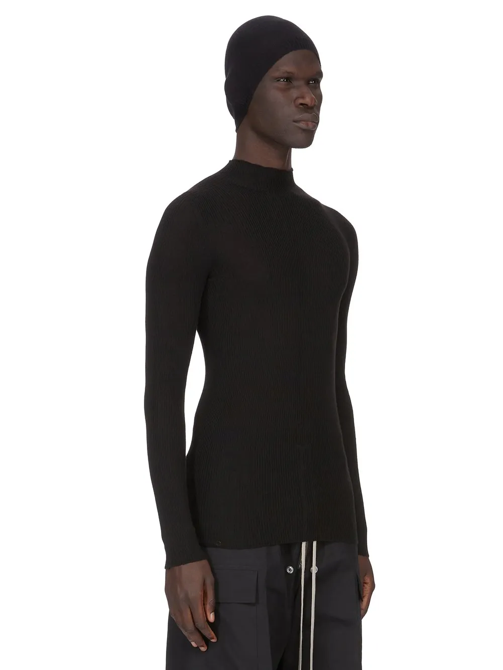 Rick Owens Temple Hat In Black Lightweight Cashmere Knit