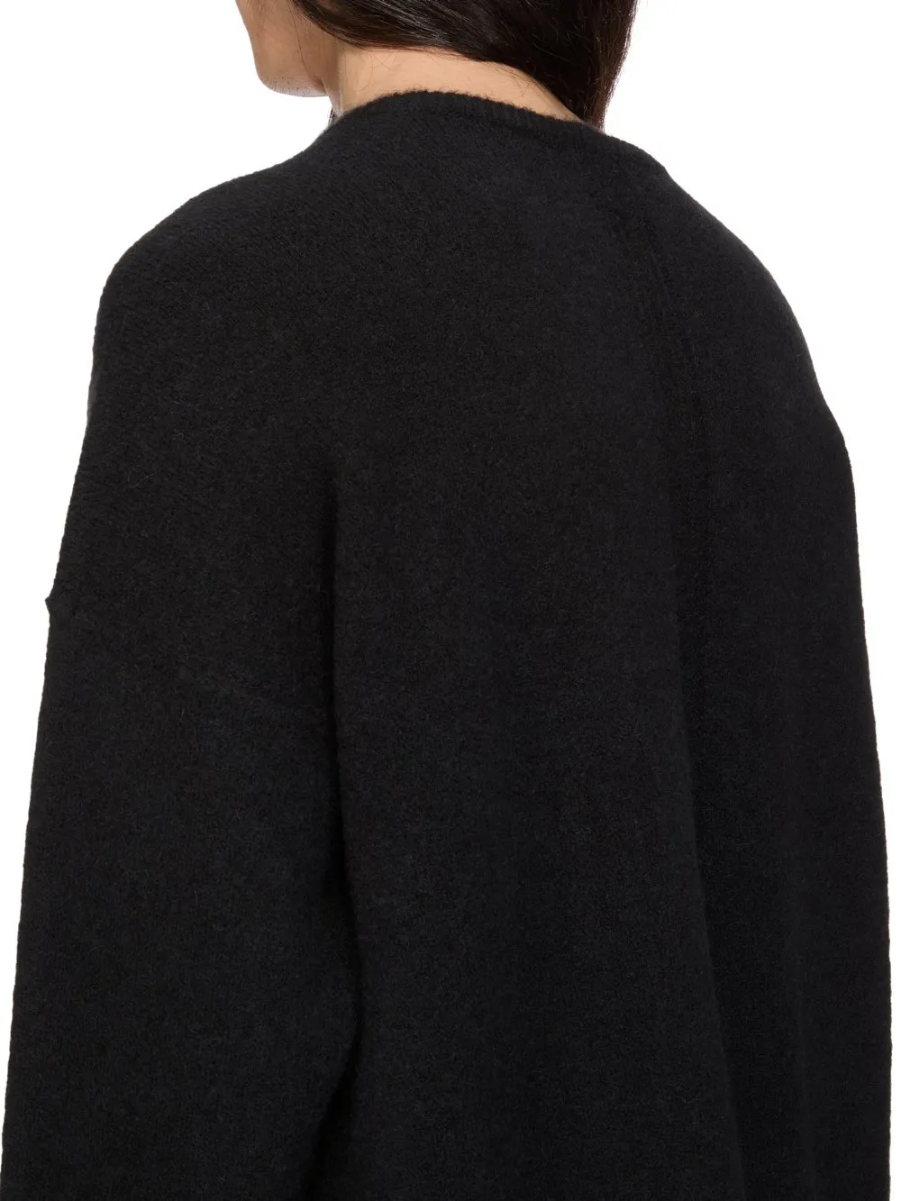 Rick Owens Temple Round Neck In Black/Butter Alpaca Knit