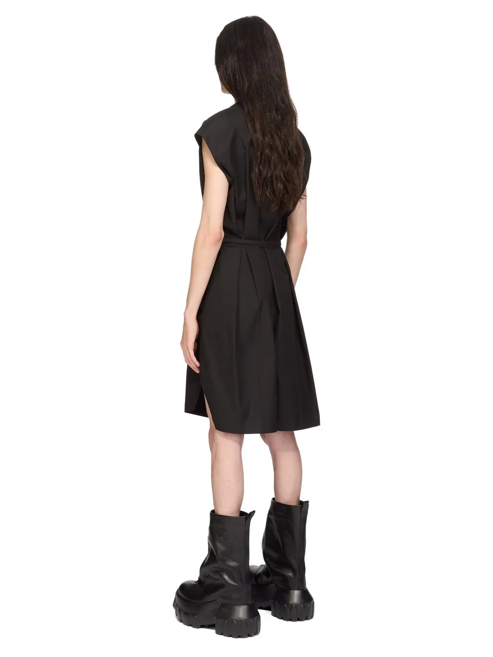 Rick Owens Temple Sl Short Jumpsuit In Black Heavy Poplin
