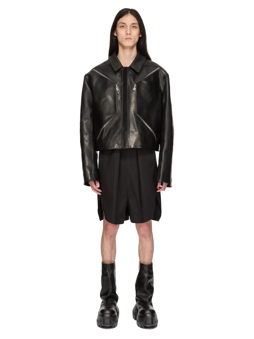Rick Owens Temple Sl Short Jumpsuit In Black Heavy Poplin