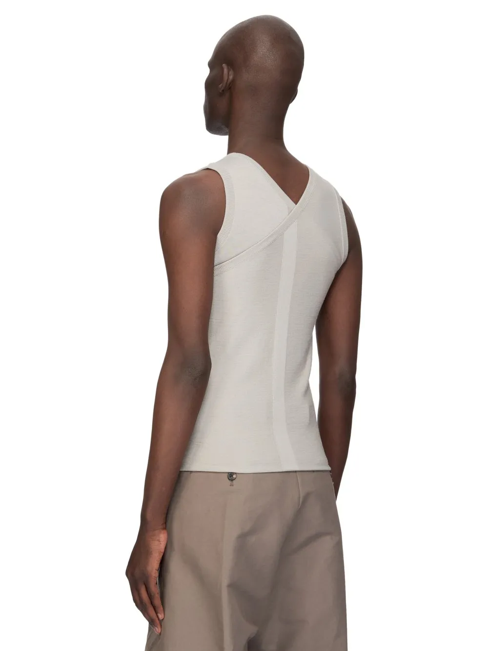 Rick Owens Temple Hollywood Banana T In Pearl Lightweight Rasato Knit