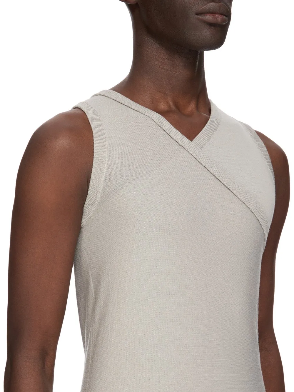 Rick Owens Temple Hollywood Banana T In Pearl Lightweight Rasato Knit