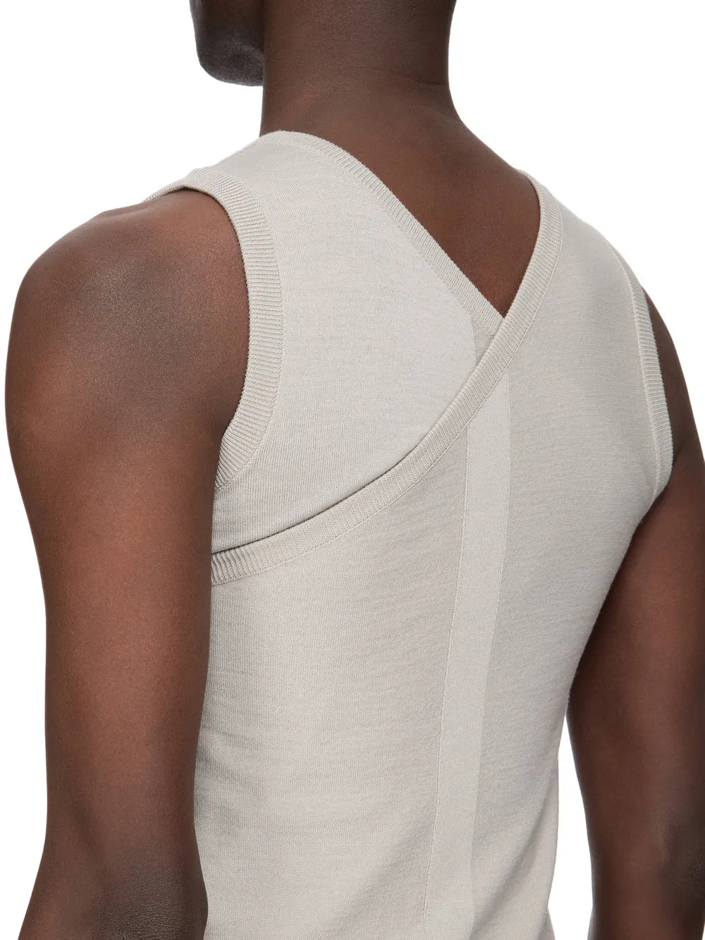 Rick Owens Temple Hollywood Banana T In Pearl Lightweight Rasato Knit