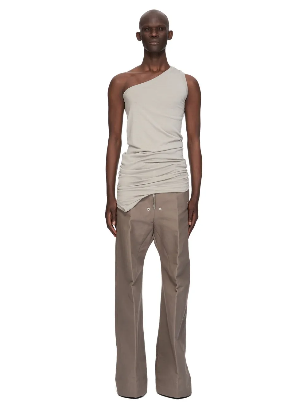 Rick Owens Temple Hollywood Banana T In Pearl Lightweight Rasato Knit