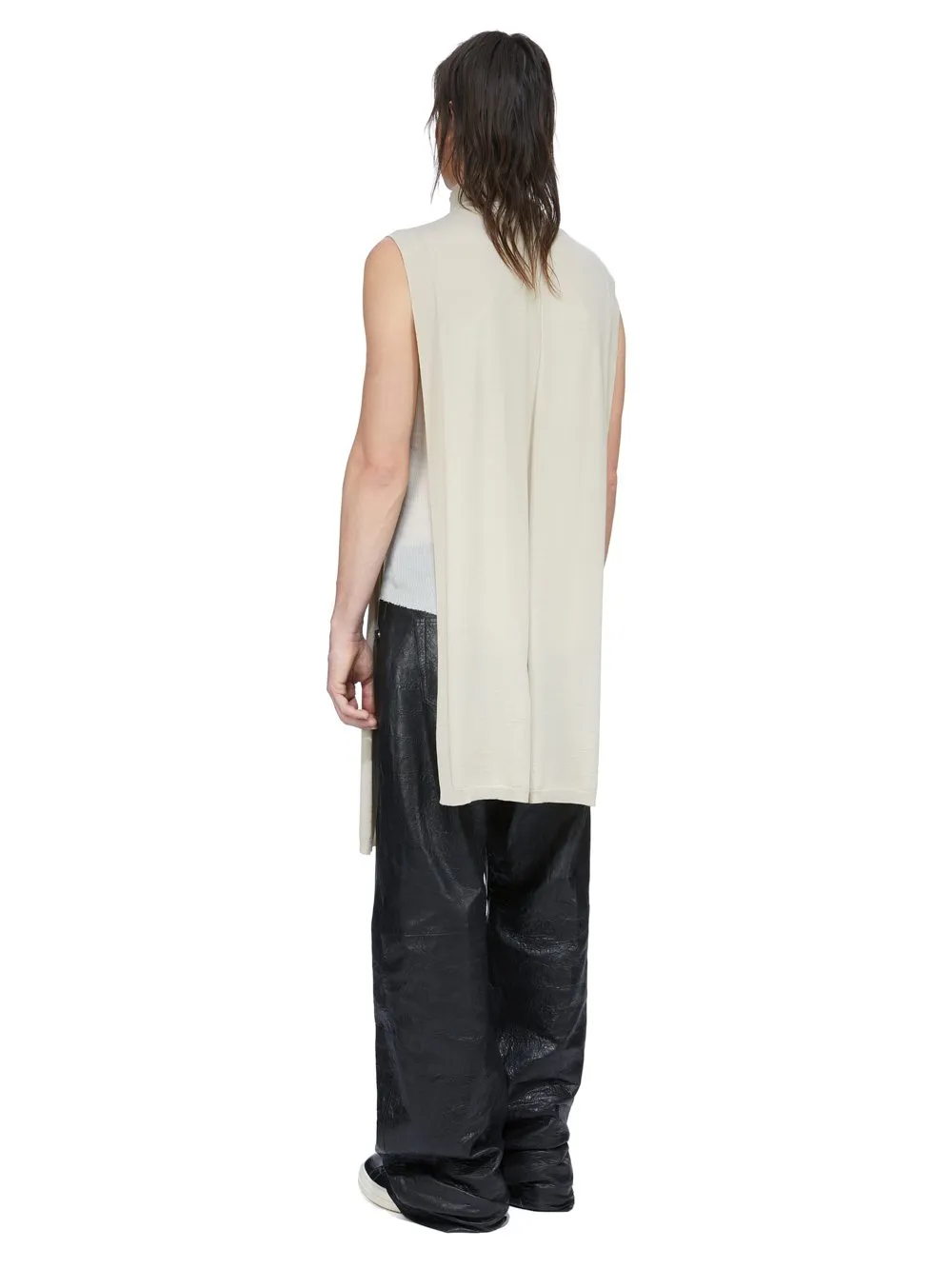 Rick Owens Temple Funnel Neck Scarf In Sand Lightweight Rasato Knit
