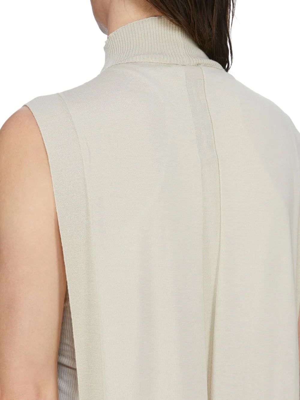 Rick Owens Temple Funnel Neck Scarf In Sand Lightweight Rasato Knit