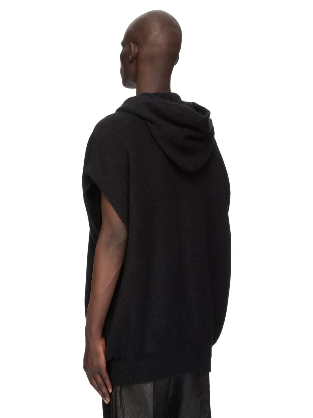 Rick Owens Temple Sl Hun Zipped Hoodie In Black Alpaca Knit
