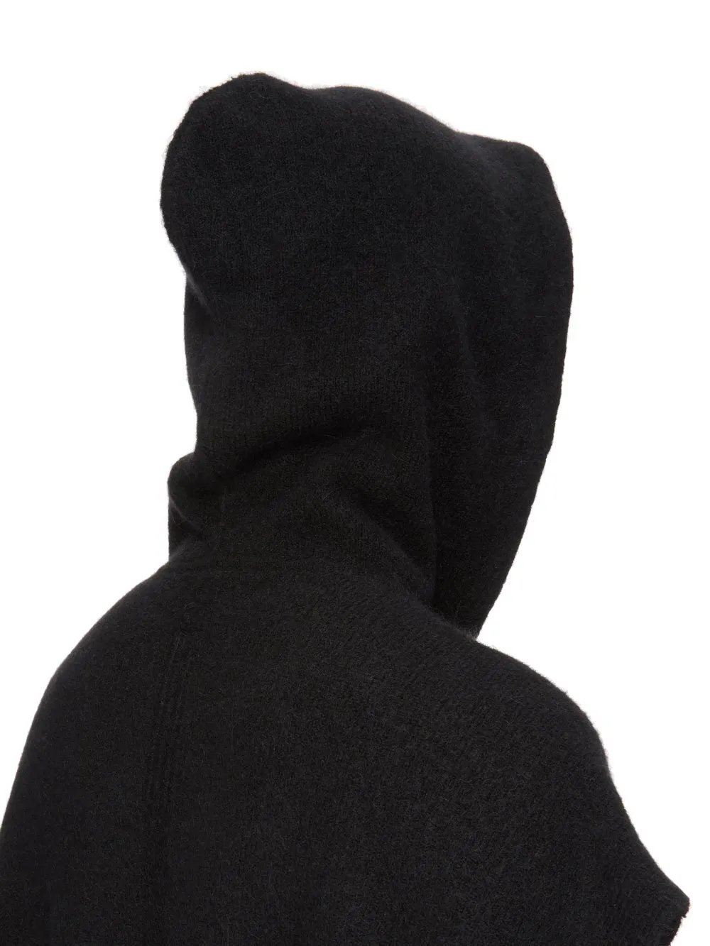 Rick Owens Temple Sl Hun Zipped Hoodie In Black Alpaca Knit