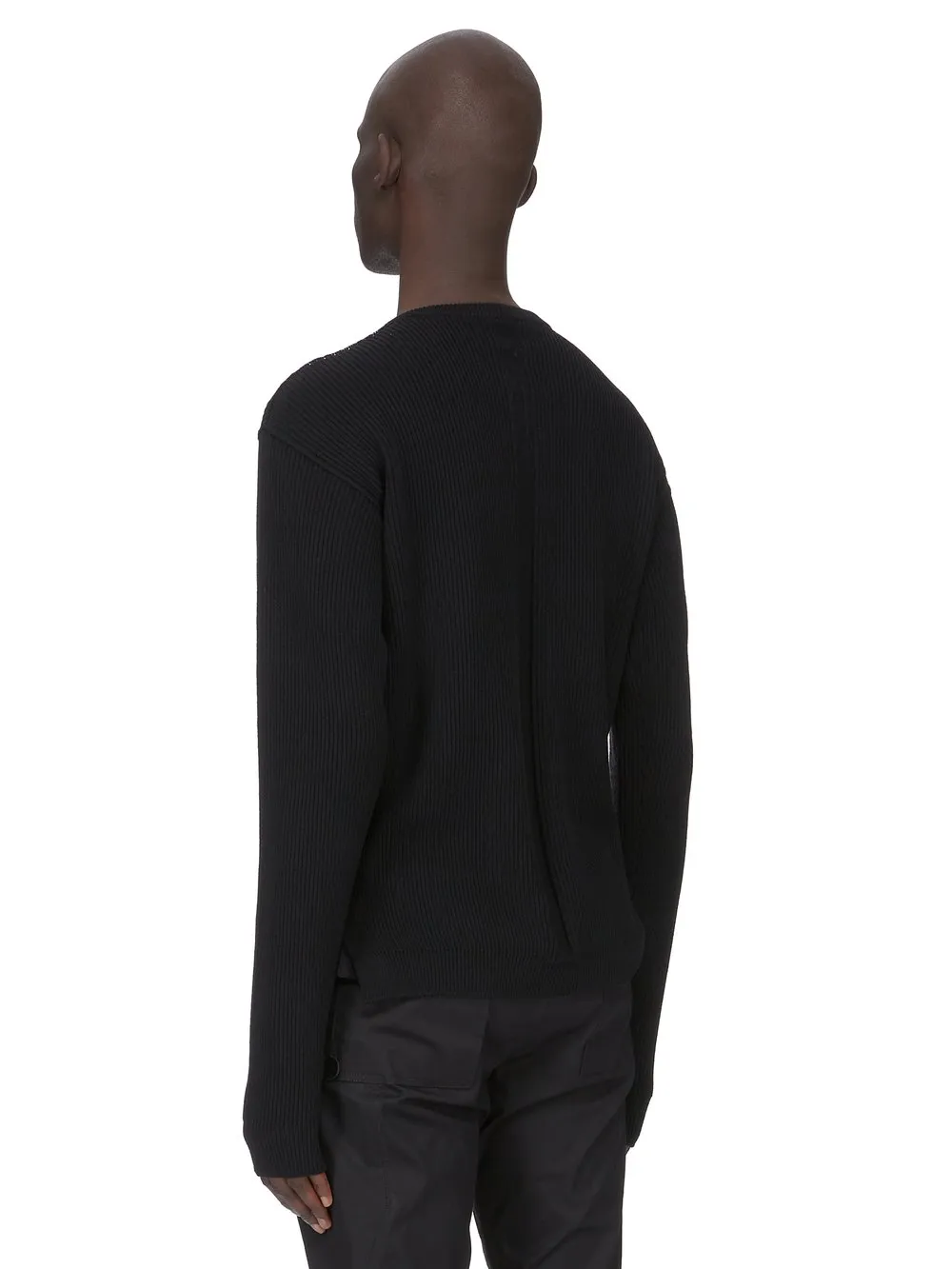 Rick Owens Temple Round Neck In Black Heavy Wool Knit