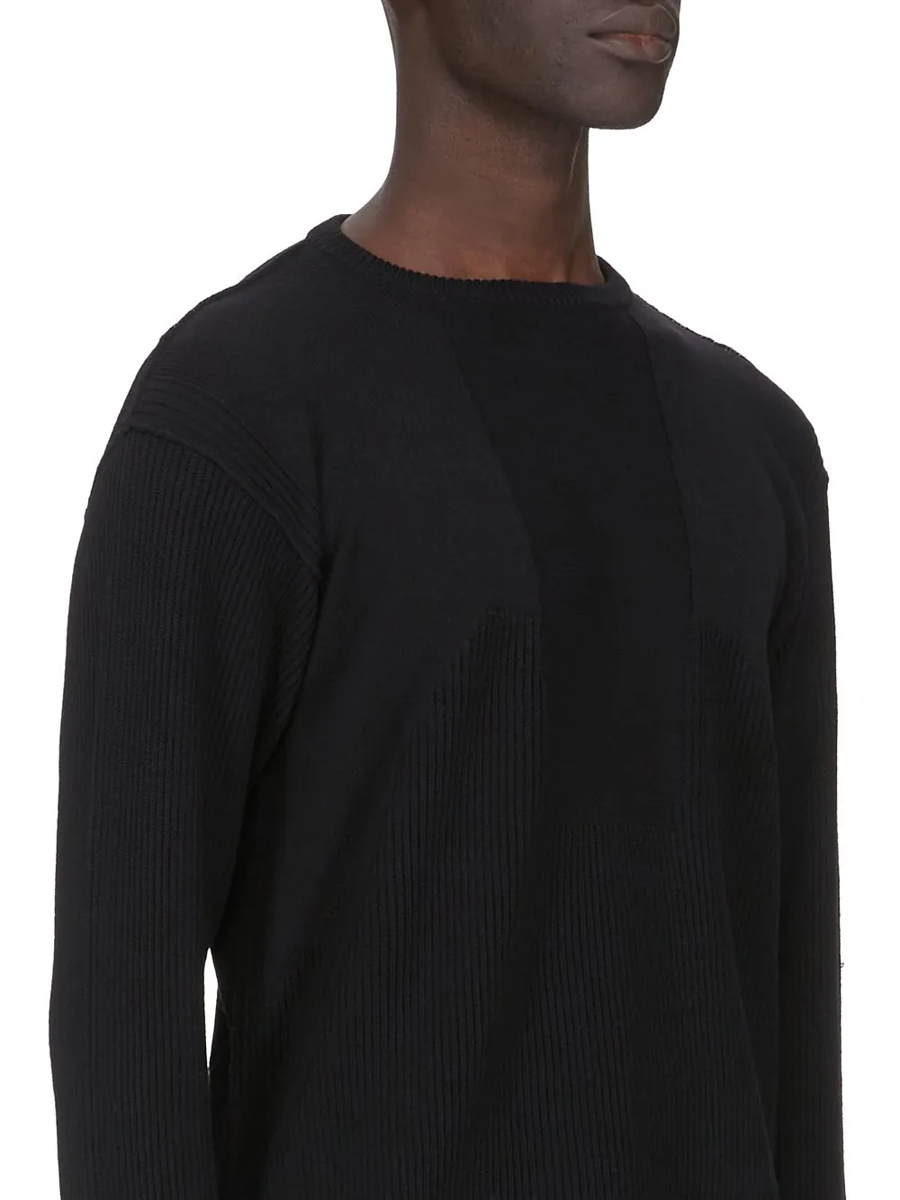 Rick Owens Temple Round Neck In Black Heavy Wool Knit
