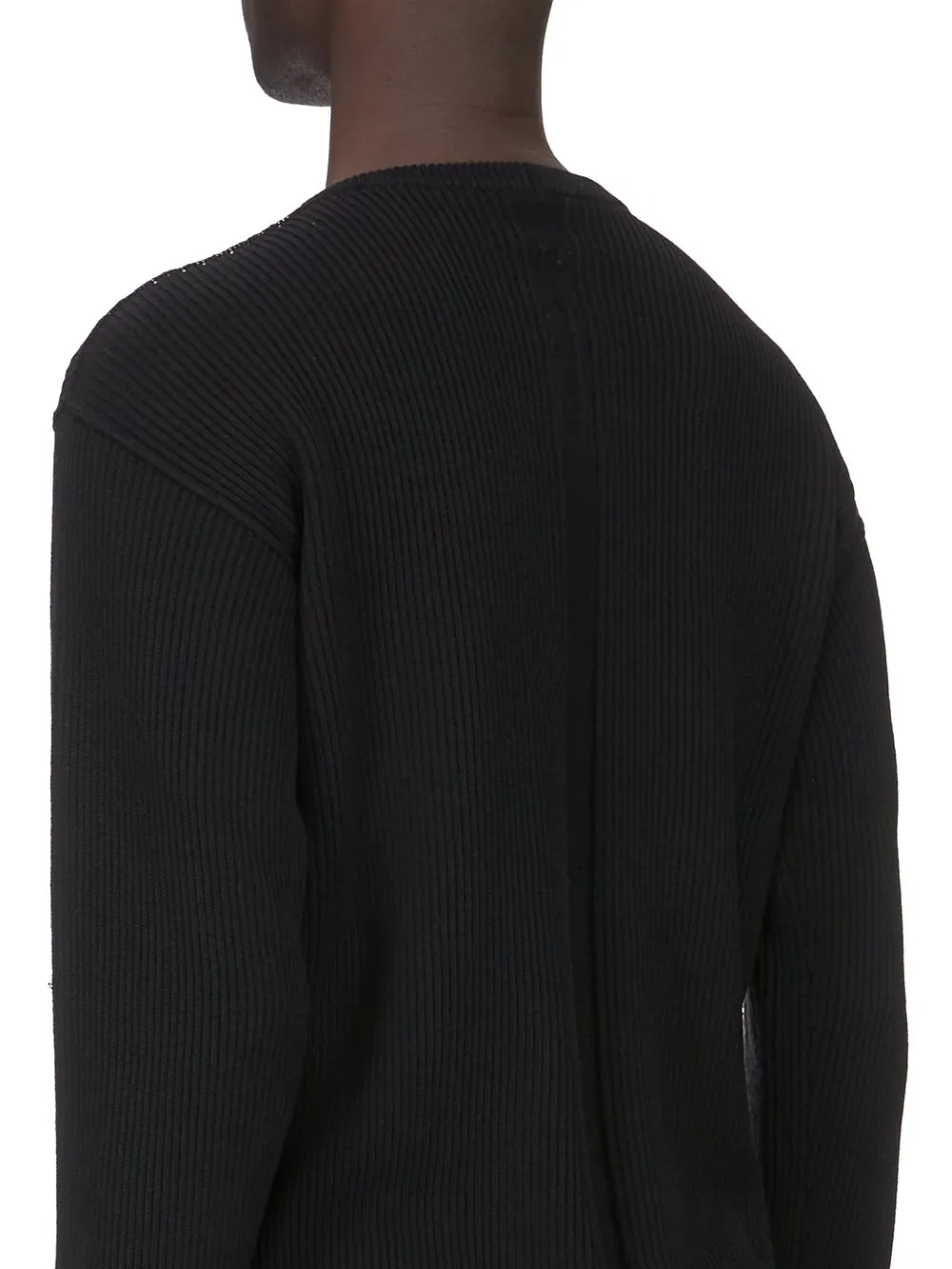 Rick Owens Temple Round Neck In Black Heavy Wool Knit