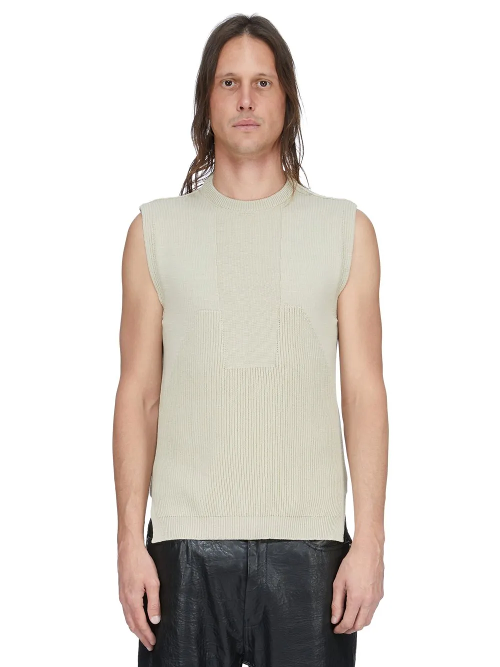 Rick Owens Temple Tank In Sand Heavy Wool Knit