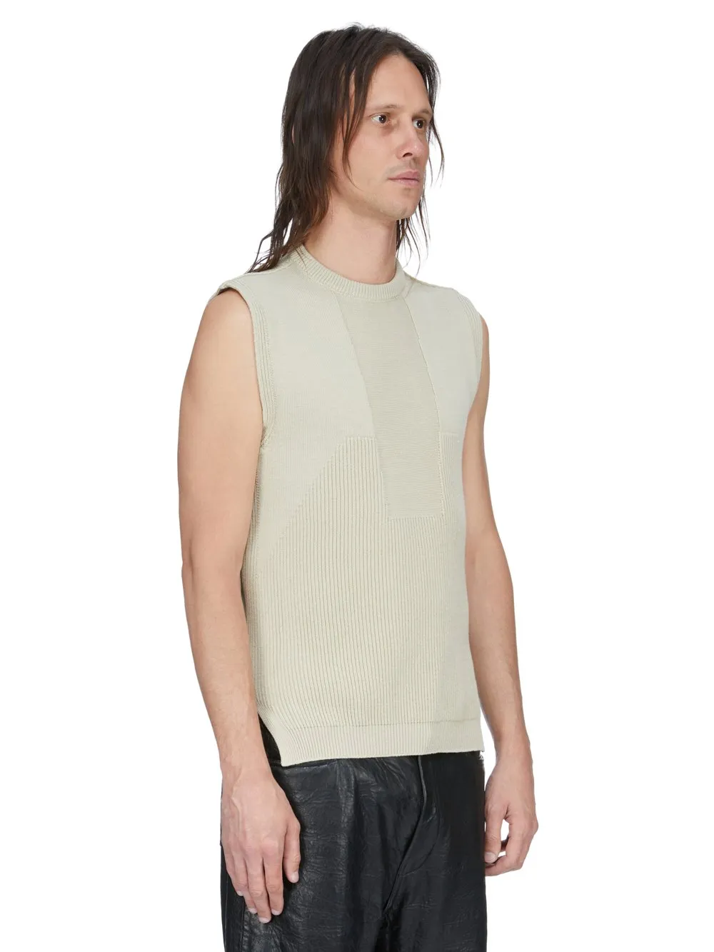 Rick Owens Temple Tank In Sand Heavy Wool Knit