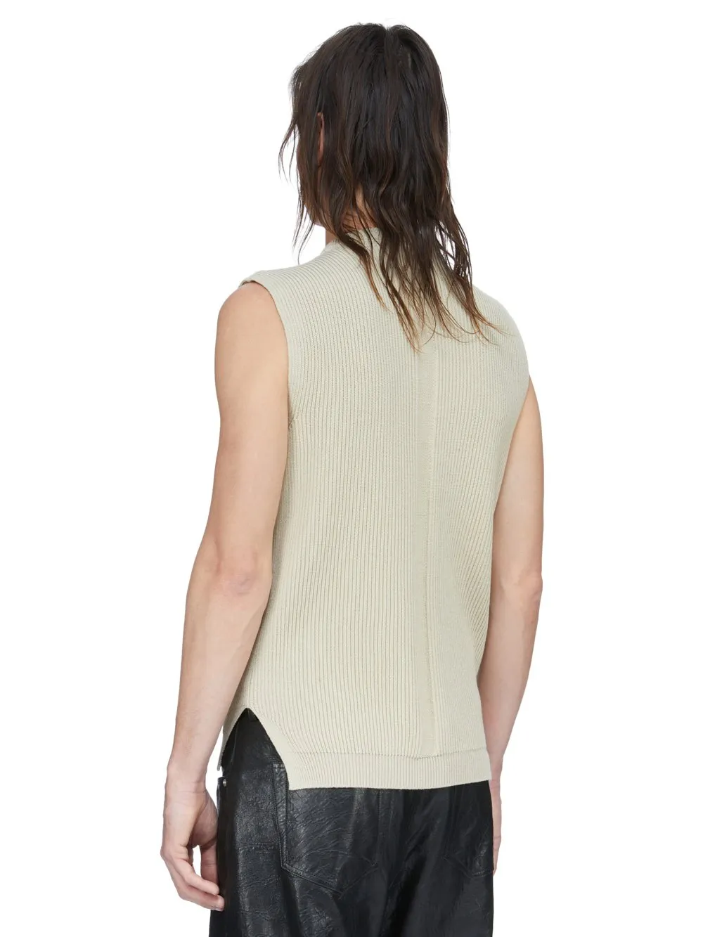 Rick Owens Temple Tank In Sand Heavy Wool Knit