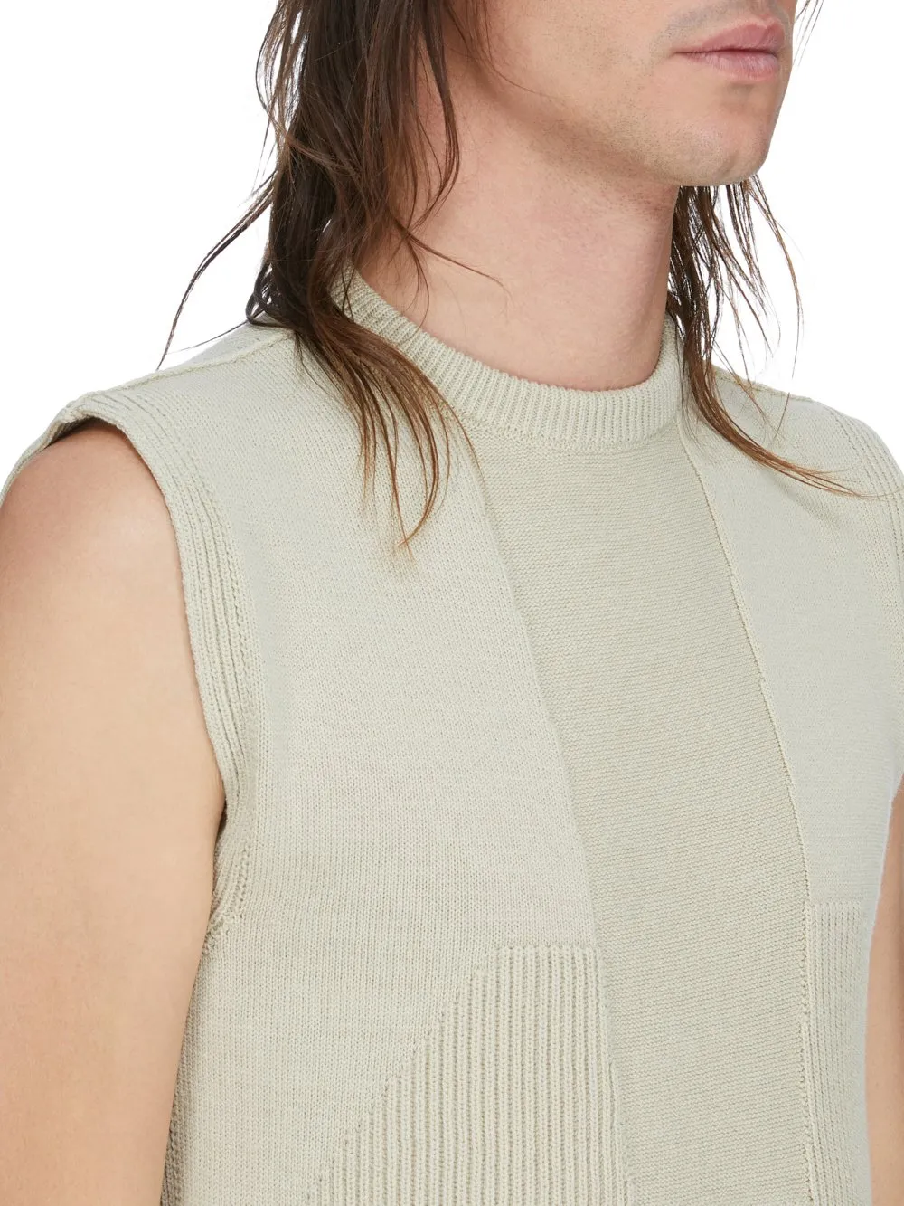 Rick Owens Temple Tank In Sand Heavy Wool Knit