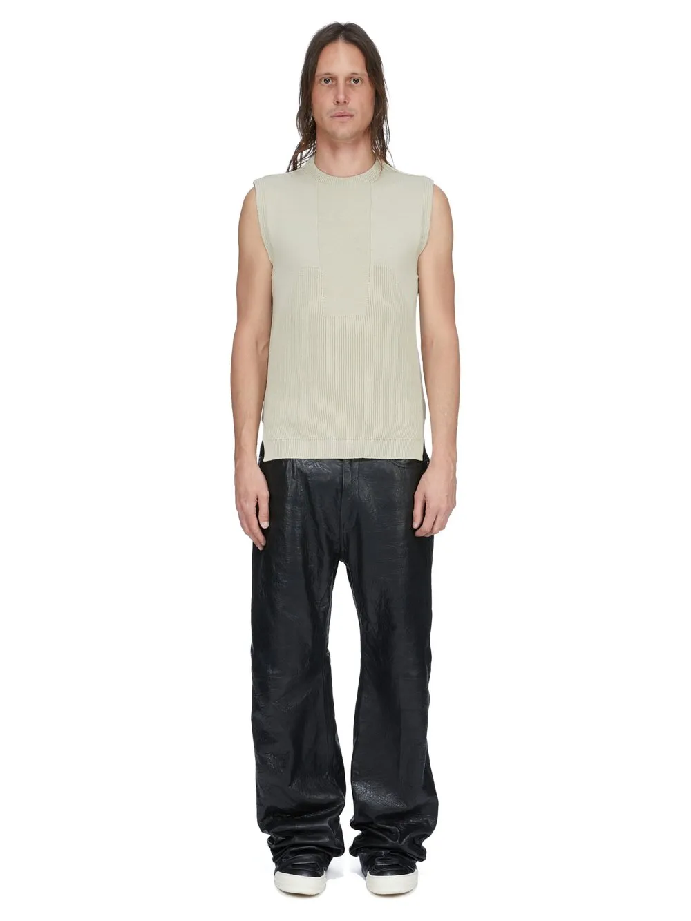 Rick Owens Temple Tank In Sand Heavy Wool Knit