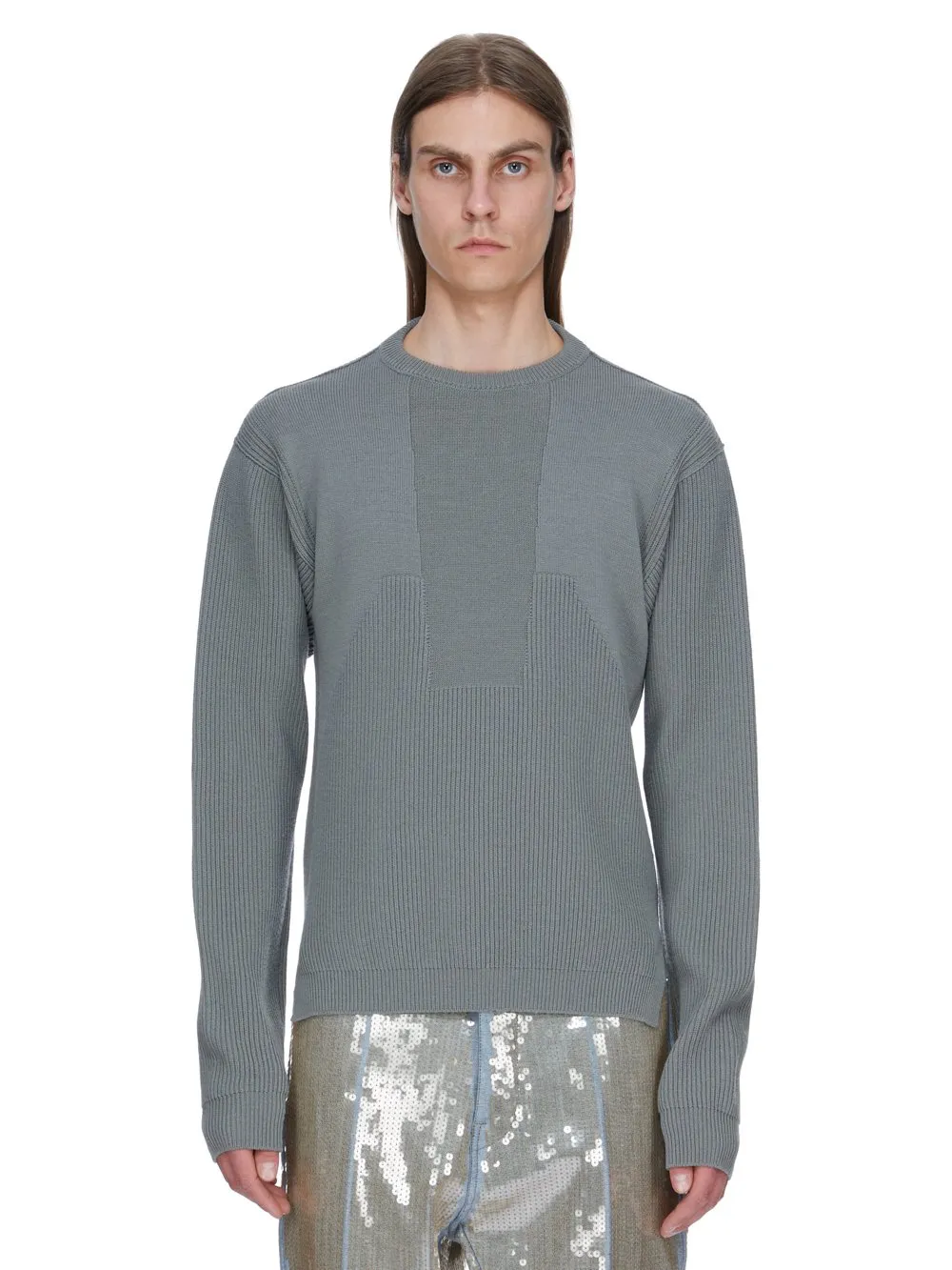 Rick Owens Temple Round Neck In Euca Heavy Wool Knit