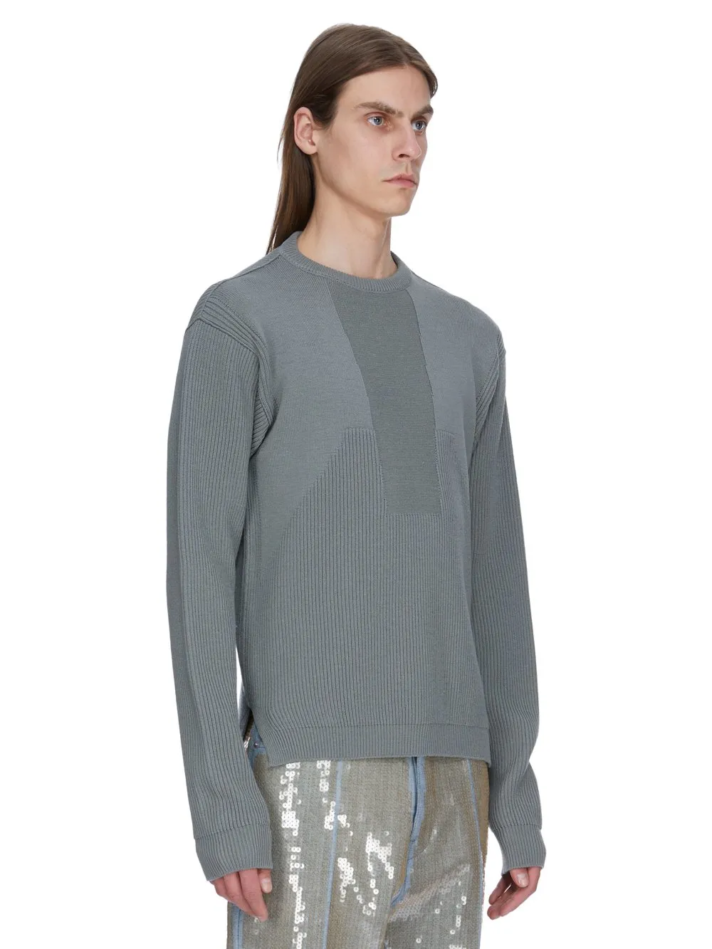 Rick Owens Temple Round Neck In Euca Heavy Wool Knit
