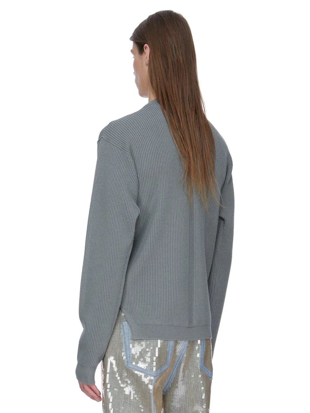 Rick Owens Temple Round Neck In Euca Heavy Wool Knit