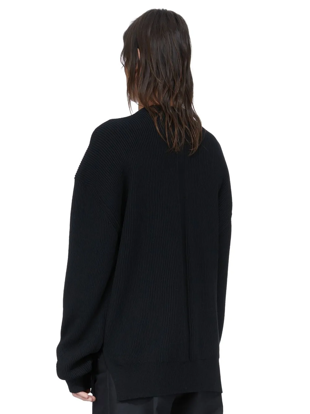 Rick Owens Temple Jumbo Ls In Black Heavy Wool Knit