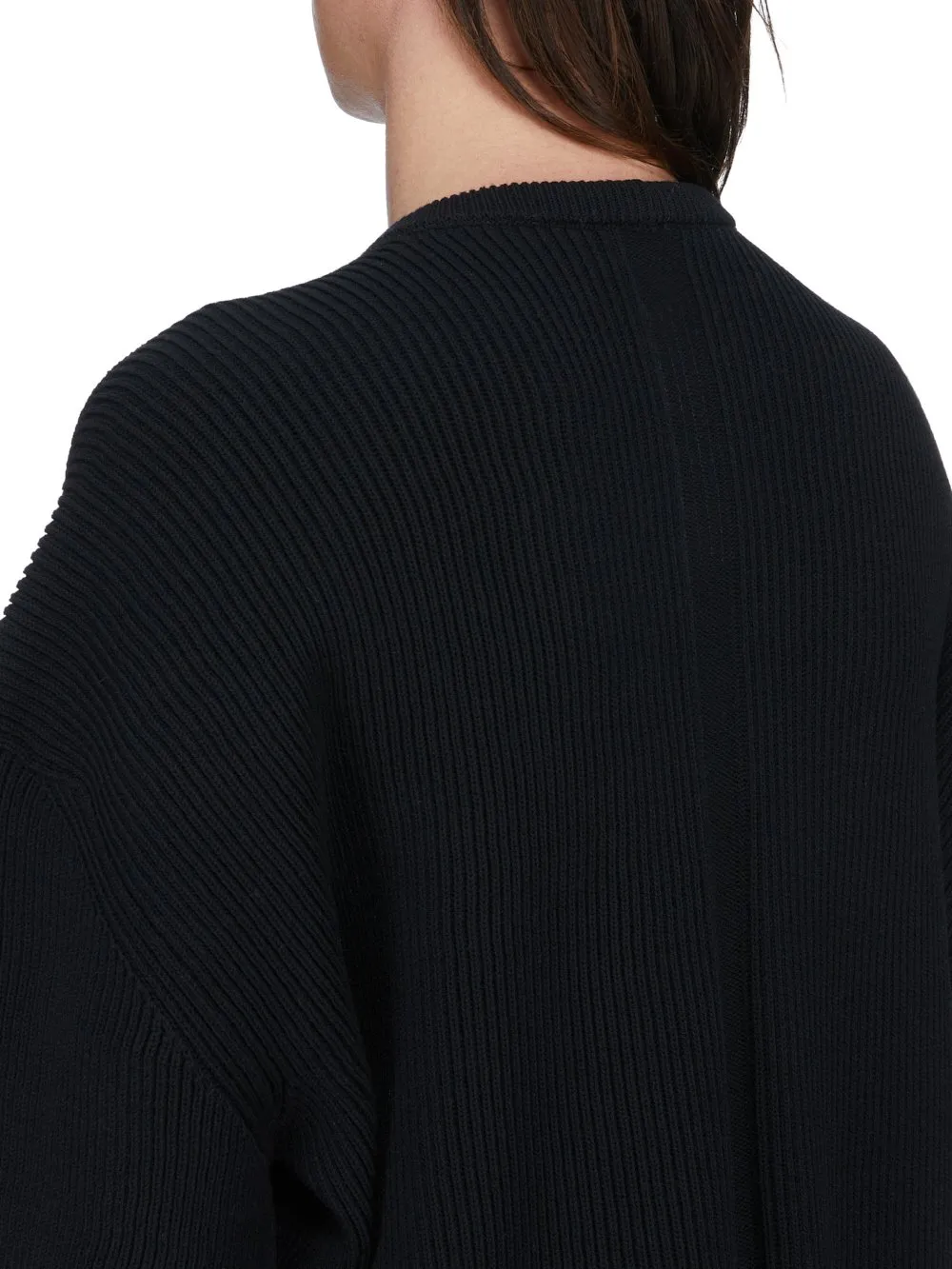 Rick Owens Temple Jumbo Ls In Black Heavy Wool Knit