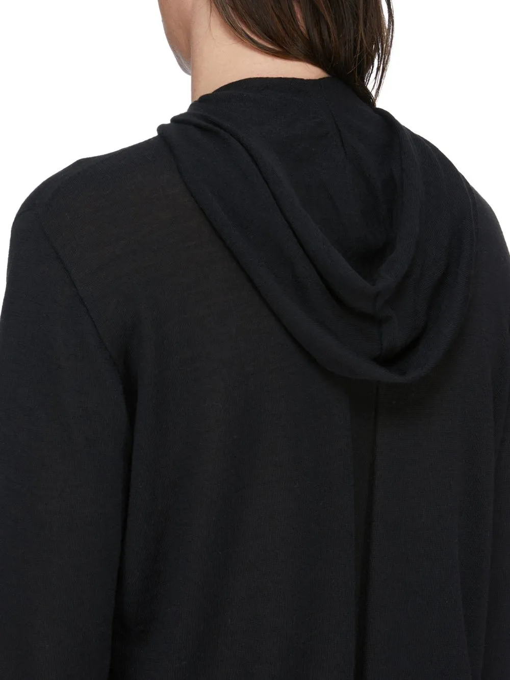 Rick Owens Temple Oversized Ls Hoodie In Black Lightweight Rasato Knit