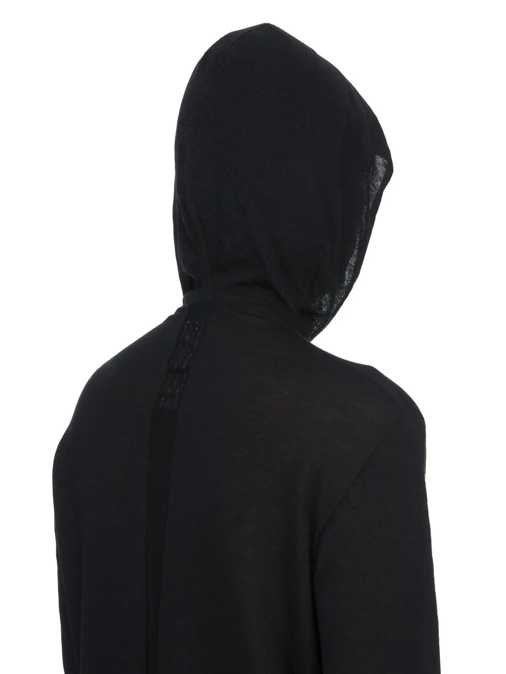Rick Owens Temple Oversized Ls Hoodie In Black Lightweight Rasato Knit