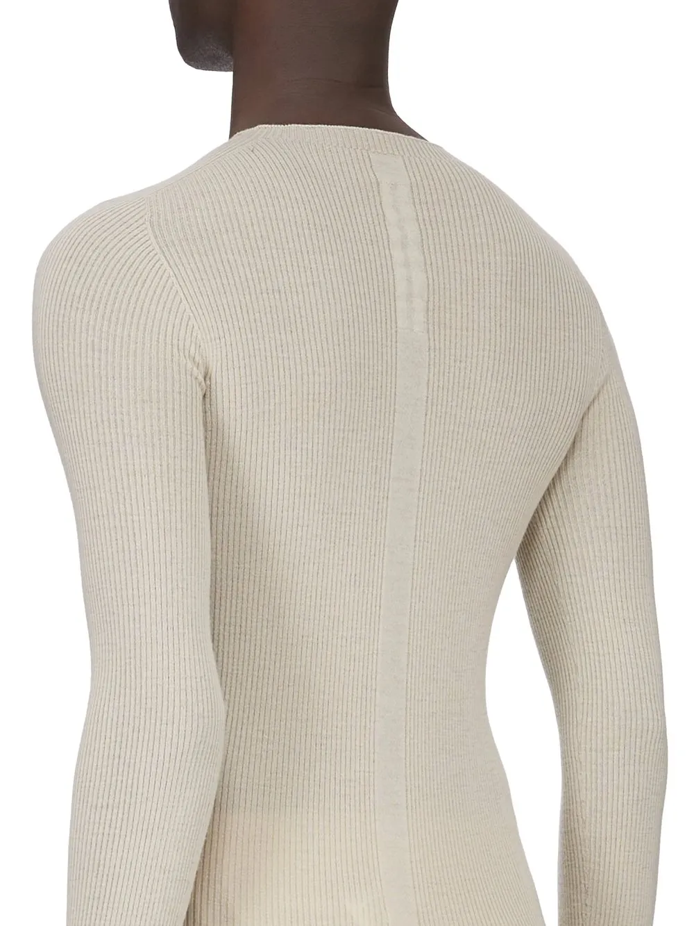 Rick Owens Temple Ribbed Round Neck In Sand Ribbed Knit