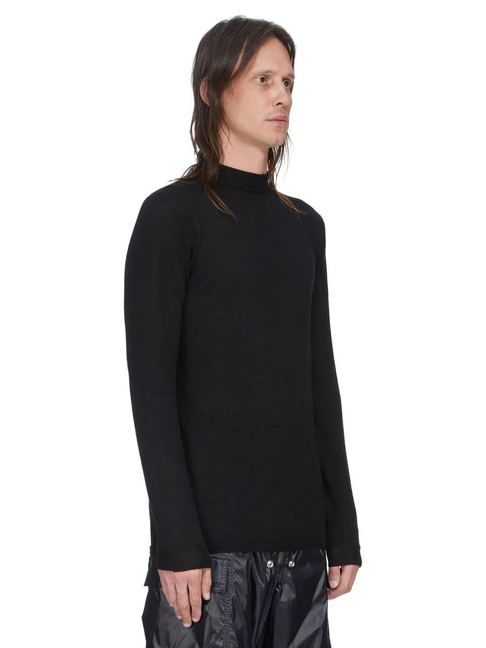 Rick Owens Temple Level Lupetto In Black Lightweight Rasato Knit