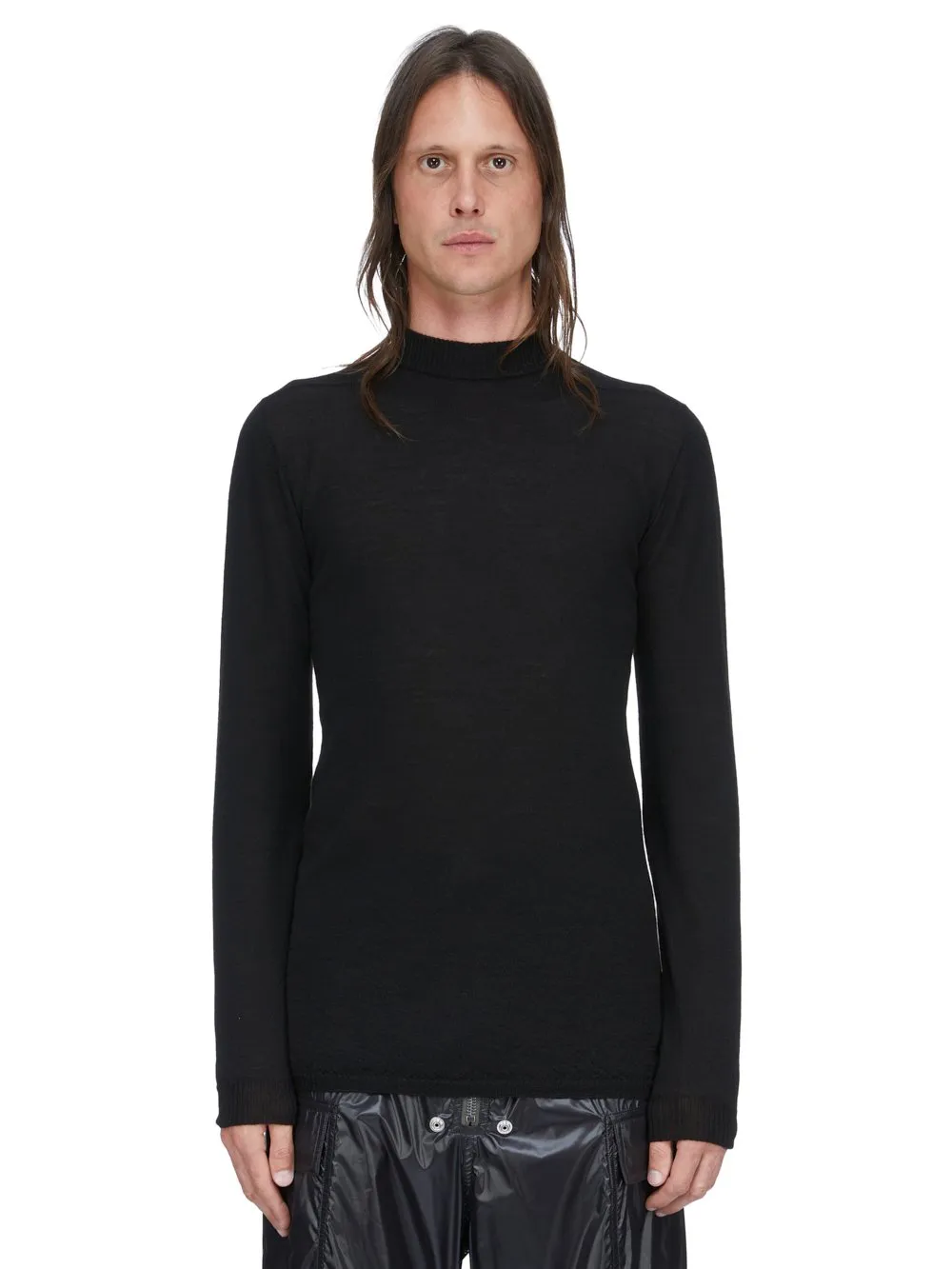 Rick Owens Temple Level Lupetto In Black Lightweight Rasato Knit