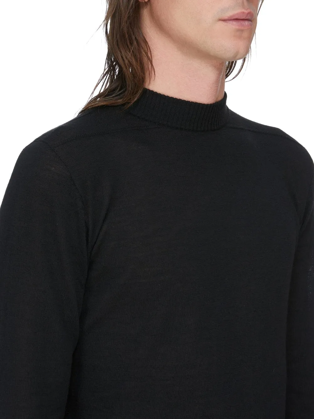 Rick Owens Temple Level Lupetto In Black Lightweight Rasato Knit