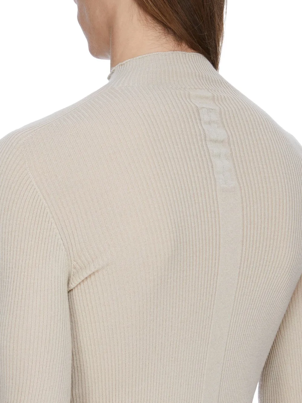 Rick Owens Temple Ribbed Lupetto In Sand Ribbed Knit