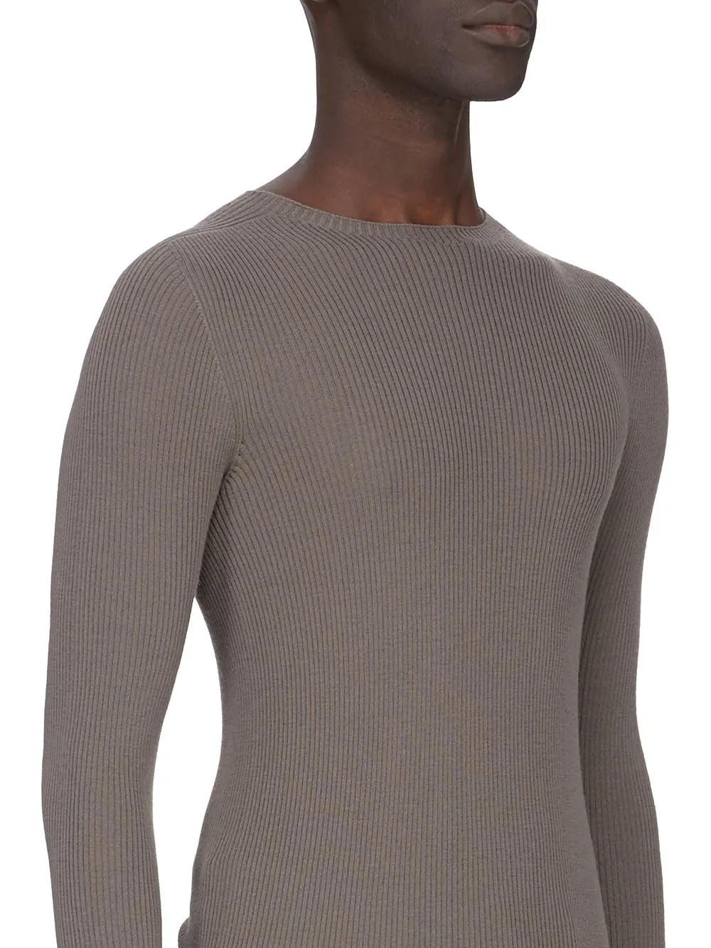 Rick Owens Temple Ribbed Round Neck In Dust Ribbed Knit