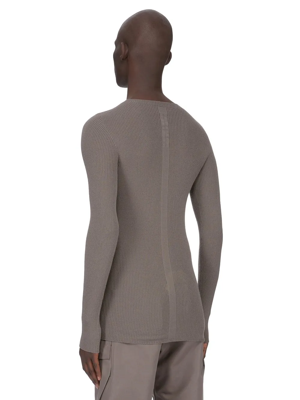 Rick Owens Temple Ribbed Round Neck In Dust Ribbed Knit