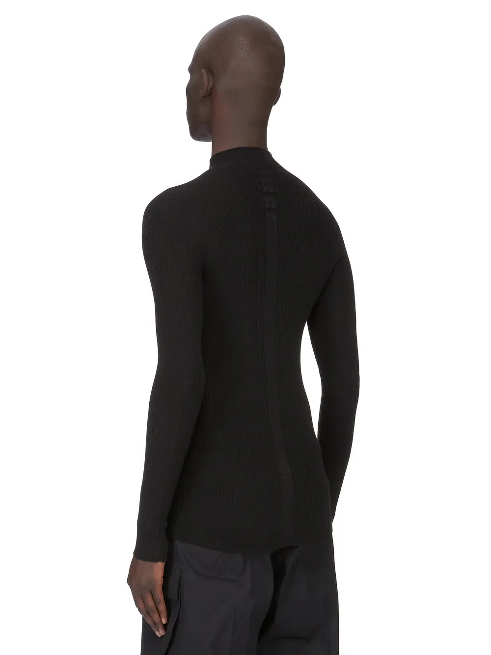 Rick Owens Temple Ribbed Lupetto In Black Ribbed Knit