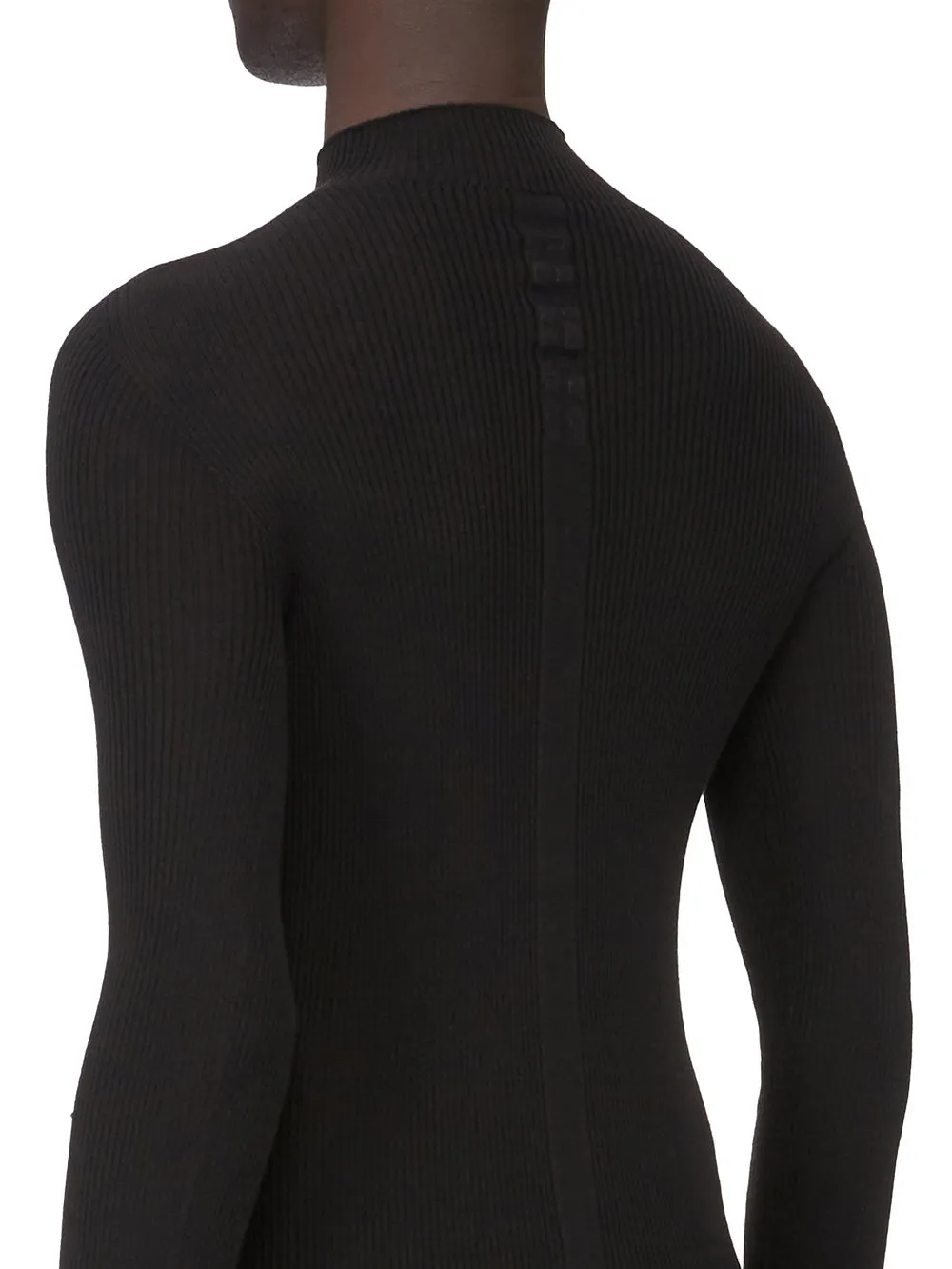 Rick Owens Temple Ribbed Lupetto In Black Ribbed Knit